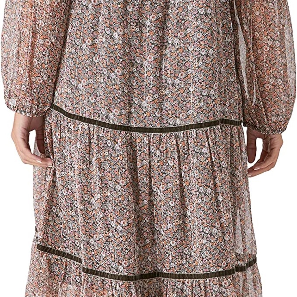 Lucky Brand Womens Bohemian Tiered Maxi Dress in black multi sz xs NWT - Picture 6 of 11